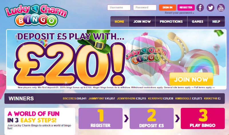 Lucky Charm Bingo | Get Your 300% Match Bonus Worth £100!
