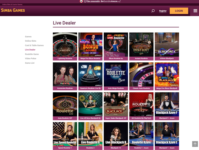 a screenshot of the simba games lobby