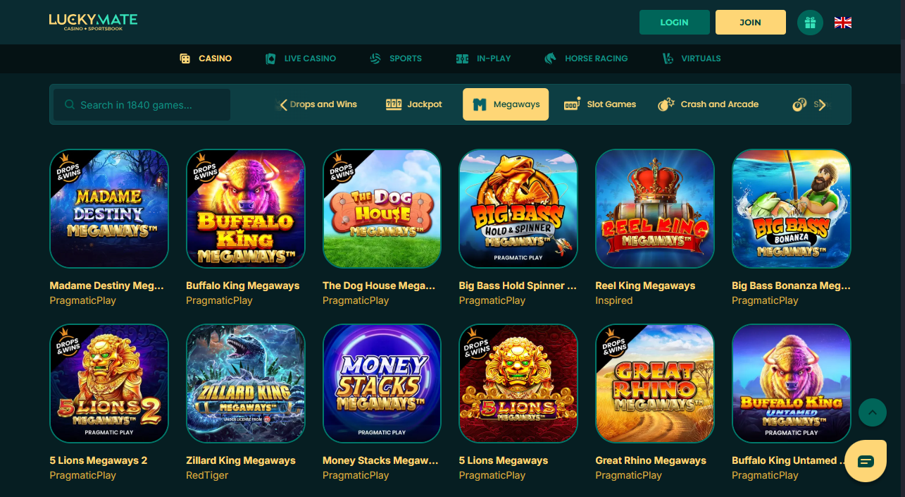Megaways slots lobby